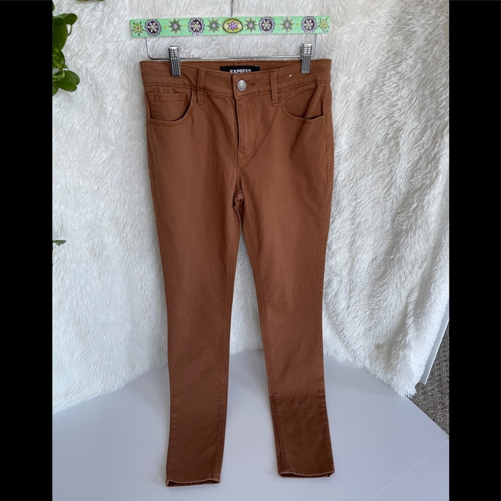 Express Mid Rise Stretch Jeggings Brown Size 2R/2R